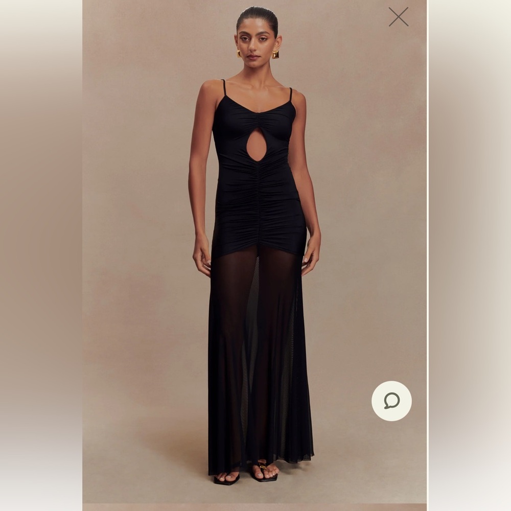 Slinky and mesh maxi dress